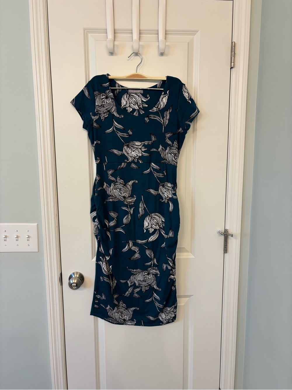 Teal Floral Sheath maternity Dress - Women